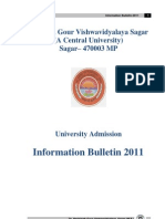 Information Bulletin 2011: Dr. H. S. Gour Vishwavidyalaya Sagar (A Central University) Sagar - 470003 MP