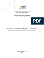 Determinaao Da Ordem de Reaao Entre o Tiossulfato de Sodio e Acido Cloridrico Word