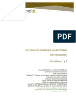 Actividad Integradora. Selección de Metodologías.: Actividades 1 y 2