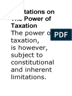 Limitations On The Power of Taxation