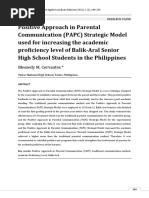 Positive Approach in Parental Communication PAPC Strategic Model Used For Increasing The Academic Proficiency Level of Balik Aral Senior High School Students in The Philippines