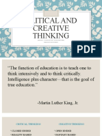 Critical and Creative Thinking