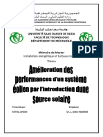 Mémoire de Master (IET), Amélioration Des Performances D'un Système Éolien Par L'introduction Dune Sorce Solaire