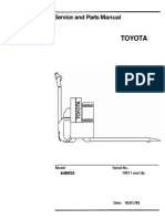 Toyota 6HBW20 Walkie Pallet - Service Manual Sn10011