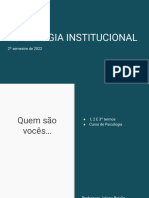 Plano de Aula - Aula 01 - PSICOLOGIA INSTITUCIONAL - 2º SEM. 2022