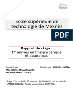 Ecole Supérieure de Technologie de Meknès: 1 Années en Finance Banque Et Assurance