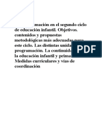 T.14. La Programación en El Segundo Ciclo de Educación Infantil. Objetivos.