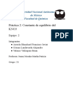 Práctica 2 Constantes de Equilibrio Del KNO3