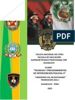 Silabo Desarrollado de Tecnicas y Procedimientos de Intervencion Policial II, Promocion Herederos