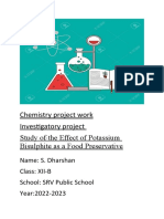 Effect of Potassium Bisulphite As A Food Preservative Project