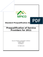 Prequalification of Service Providers For 2011