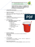 Especificación Tecnica - Tacho de Plastico Limpieza Publica