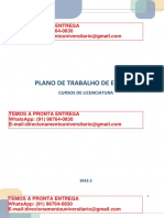 Plano de Trabalho de Estágio Cursos de Licenciatura