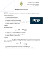 Exercices Variables Aléatoires - Avec Solutions