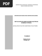Instalacion de Subestaciones Electricas de Media Potencia: Especificacion Tecnica para Construccion de Obras
