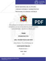 Aplicación de Un Sistema de Costos Por Proceso para Optimizar El Uso de Los Recursos en La Planta Quesera Nueva Esperanza - Macarí en El Periodo 2015