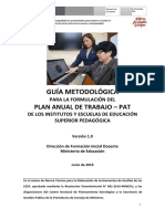 Guía Metodológica para La Formulación Del Plan Anual de Trabajo - PAT de Los Institutos y Escuelas de Educación Superior Pedagógica