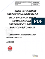 CONSENSO DE CARDIOLOGÍA SOBRE MANEJO DE COMPLICACIONES CARDIOVASCUARES ASOCIADAS A SARS COv2COVID19 Versión Resumida