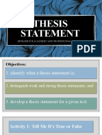 Lesson 4 Thesis Statement