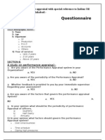 Questionnaire: A Study On Performance Appraisal With Special Reference To Indian Oil Corporation Limited, Allahabad