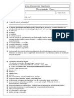 Prova Sobre Invertebrados Poriferos, Cnidários, Platelmintos, Nematelmintos e Anelideos Final