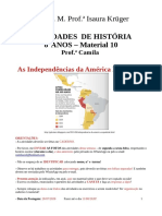 8º Ano História Atividade Adaptda 01 Material 10 As Indepencias Da America Espanhola Prof Camila