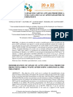 Imobilização de Lipase em Carvão Ativado Produzido A Partir Do Resíduo Da Casca Do Cacau Após Passar Por Um Pre-Tratamento Biológico