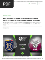 Mira, Ecuador vs. Qatar en Mundial 2022: Nueva Fecha, Horarios de TV y Canales para Ver El Partido