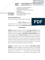 Citación para La Audiencia de Tutela de Derechos Que Presentó La Defensa de Pedro Castillo