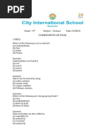 Worksheet 6th-Components of Food