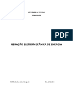 Geração Eletromecânica de Energia: Atividade de Estudo Semana 03