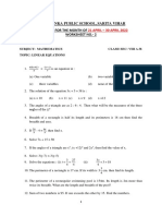 Worksheet - 2 - LINEAR EQUATIONS