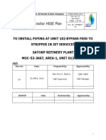 HSSE Plan SATORP To Install Piping at Unit 102 Bypass Feed To Stripper in Jet Sevice