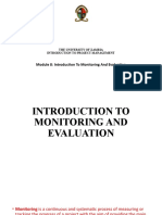 Module 8 - INTRODUCTION TO MONITORING AND EVALUATION