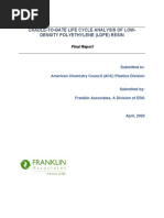 Cradle To Gate Life Cycle Analysis of Low Density Polyethylene LDPE Resin