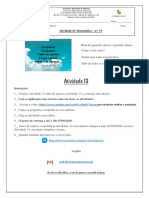 7ºano Matemática Atividade 13 Instruções e Gabarito Da Atividade 12