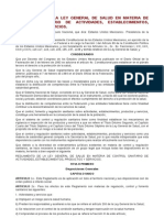 To de La Ley General de Salud en Materia de Control Sanitario de Actividades Establecimientos Productos y Servicios