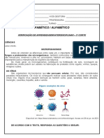 Verificação de Aprendizagem 3º Corte - Ciências, Geografia e História