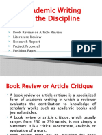 Academic Writing in The Discipline