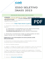 Processo Seletivo FEMASS 2023: Inscrição Realizada Com Sucesso