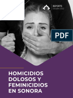 Homicidios Dolosos y Feminicidios en Sonora