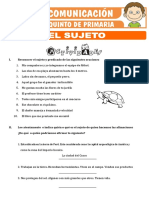 Actividades Del Sujeto para Quinto de Primaria