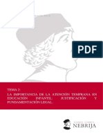 Tema 2: La Importancia de La Atención Temprana en Educación Infantil: Justificación Y Fundamentación Legal