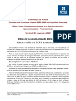 Conférence de Presse de Bilan Et de Présentation de La Saison Chaude 2022-2023