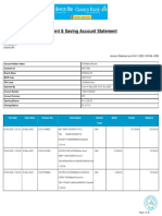 Current & Saving Account Statement: Parimalarajan Dno 70 Middle Street Mangalur Rettakurichi Po Thittakudi TK Cuddalore