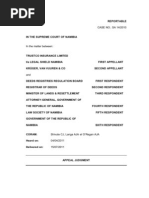 Trustco Insurance T/a Legal Shield Namibia and Another V Deed Registries Regulation Board and Others (2011) NASC 10 SA 14/2010 (15 July 2011)