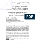 El Patronaro Provincial de Menores. Iniciativas Por La Infancia Pobre en La Provincia de Buenos Aires (1917-1921) Yolanda de Paz Trueba