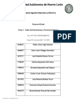 Tarea 1. Tabla de Dimensiones y Parámetros Físicos