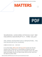 Warning - Unicorn Stocks May Be Nearing Bankruptcy, Fire Sales - Mind Matters