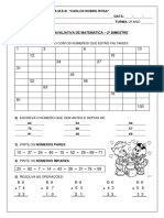 Avaliação de Matematica - 2 Bimestre